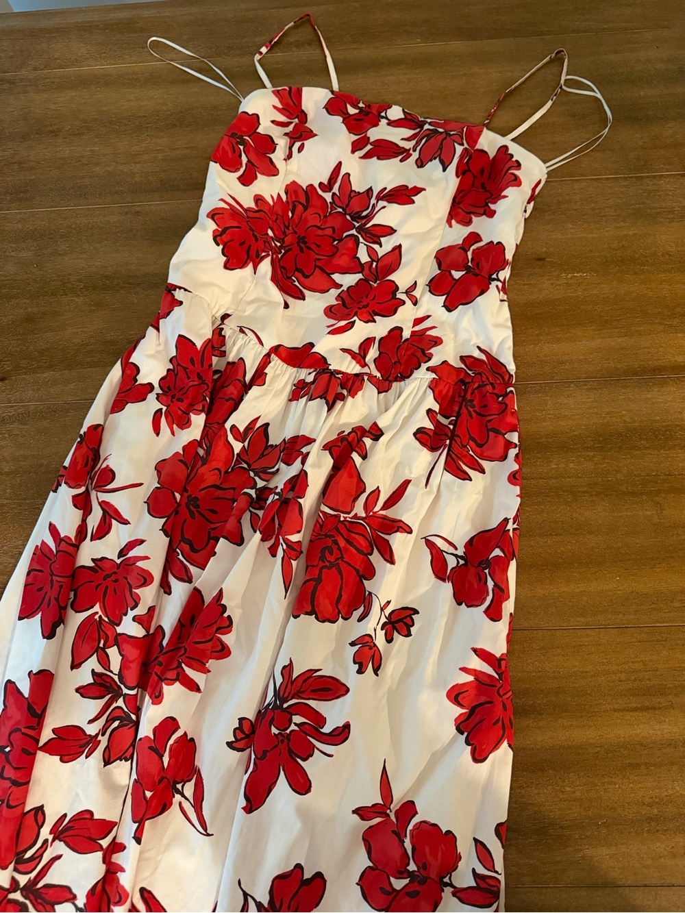 Abercrombie Floral Red and White Spaghetti-Strap Sundress